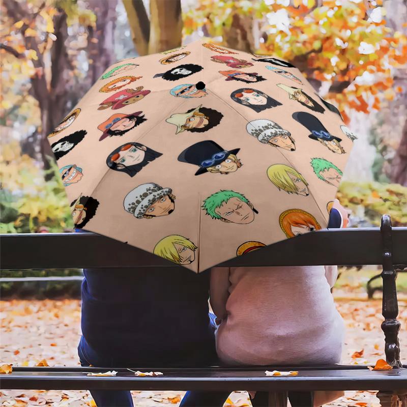 1 Stück Automatischer Faltregenschirm - Anime One Piece Muster Tragbares faltbares Design Mit 8 Rippen Weihnachts-Geburtstagsgeschenke