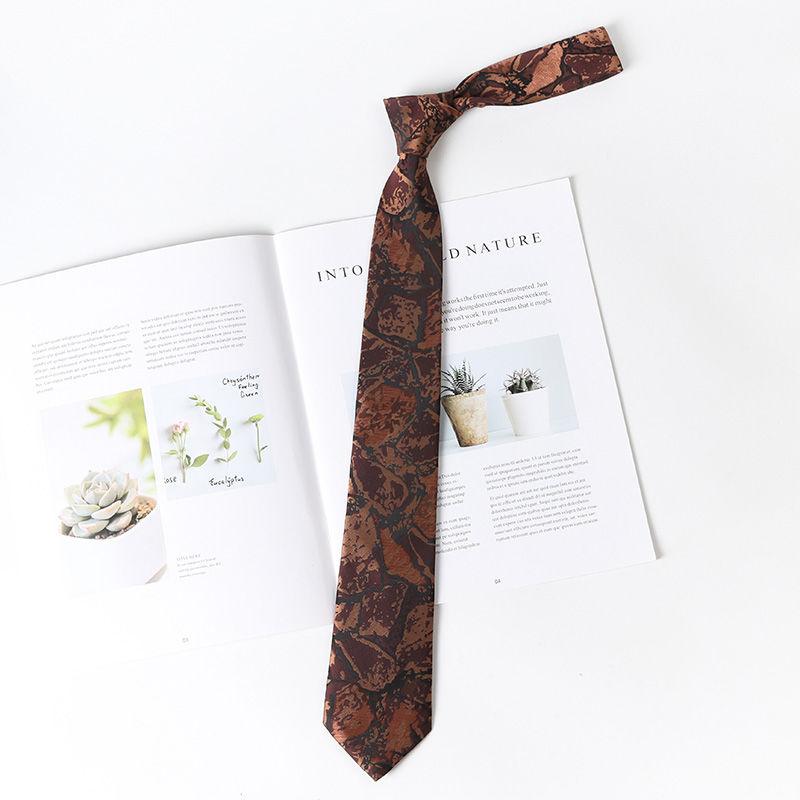 

Коричневый ретро-галстук с узором для женщин и студентов, рубашка, аксессуары в стиле преппи в японском стиле коричневый