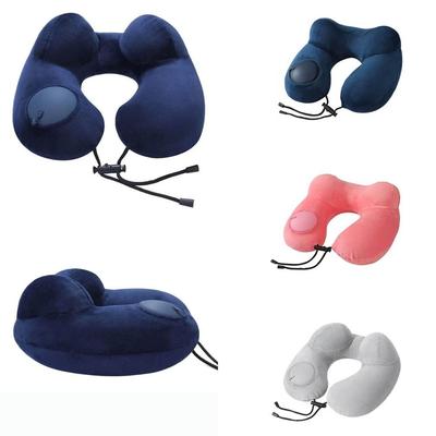 Tragbares U-förmiges Kissen Doppelhöcker-Design Ergonomisches Nackenkissen Aufblasbar durch Druck Reisekissen