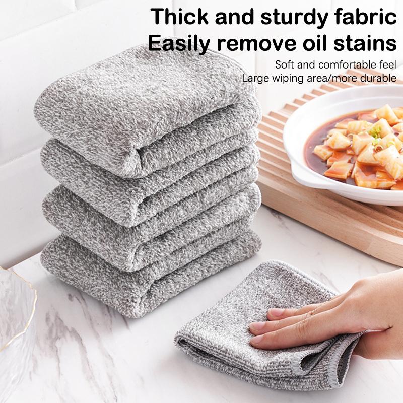 Bamboo Charcoal Microfibre Dishcloth Non-stick Oil Rags Pot Dish Washing Wipe Cloth Kitchen Absorbent Cleaning Towel