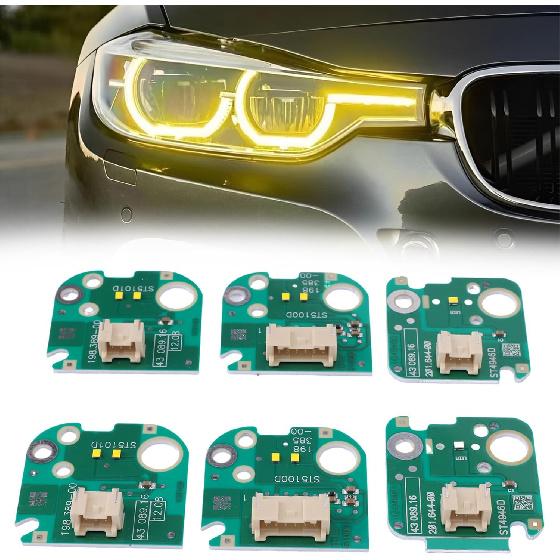 

6Pcs Yellow DRL Angel Eyes LED Boards Stabilizer Compatible for BMW F30 LCI 3 Series 330i 340i 320 2016-2018 Daytime Running Light DRL Headlight