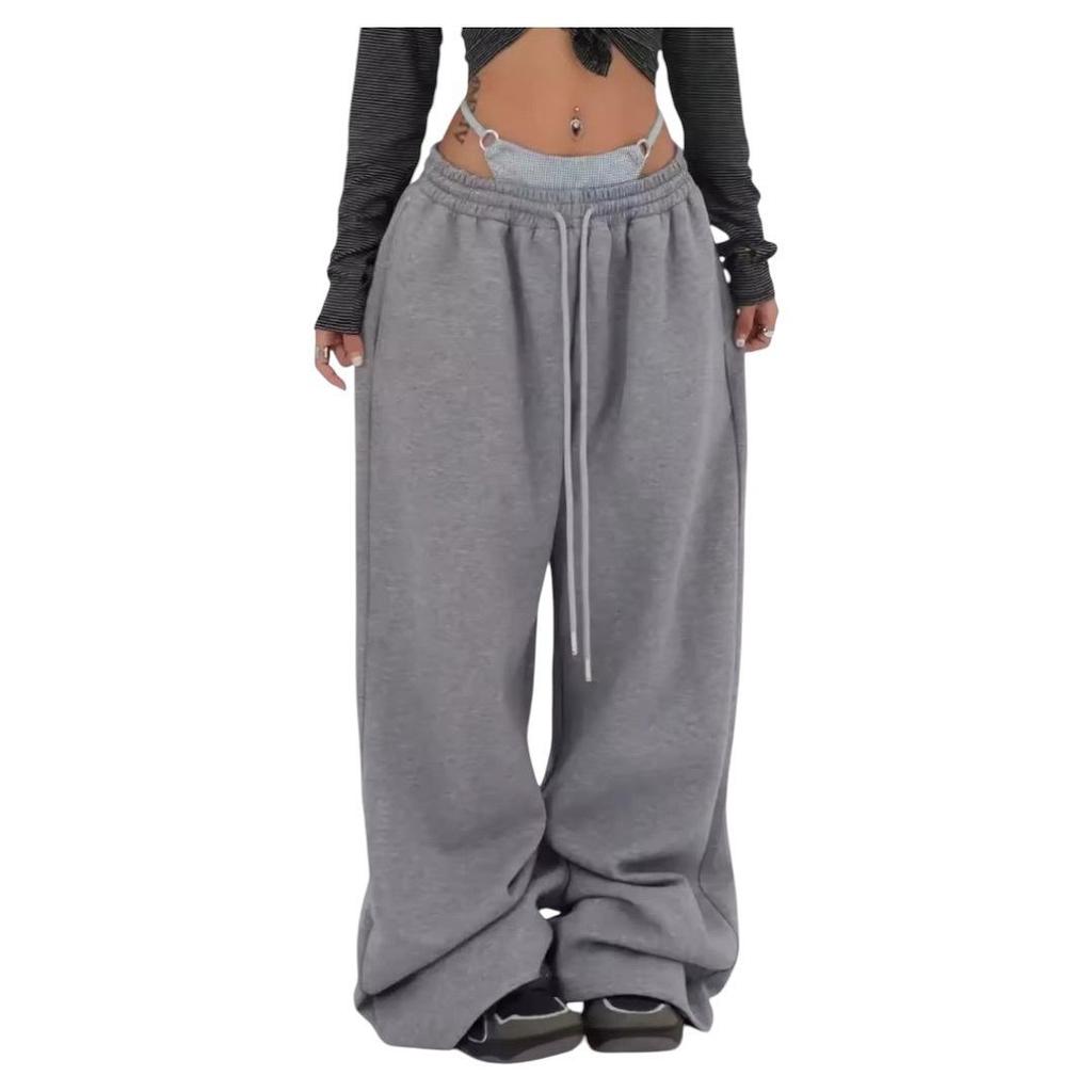 Trendige Damen-Sweatpants mit weitem Bein, Elastischer Bund mit Kordelzug, Entspannte Hose, Lässige Streetwear-Hose für den täglichen Gebrauch & zum Entspannen