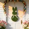Easter Bunny Decoration Easter Bunny Door Sign Wooden Wreath with Hanging Welcome Bow Farmhouse Rabbit Decor Artificial D0W8