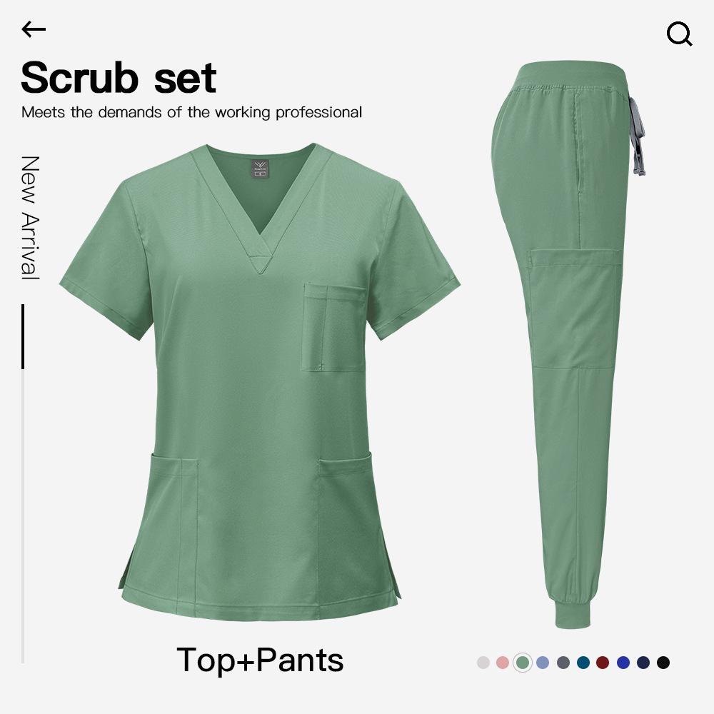 Unisex Quick-Dry Short Sleeve Scrub Suit for Medical Professionals