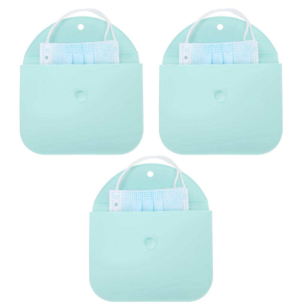 3 Pièces Sac de Rangement pour Masque Buccal Portable Anti-poussière Réutilisable Silicone Étui pour l'Extérieur(Rose )