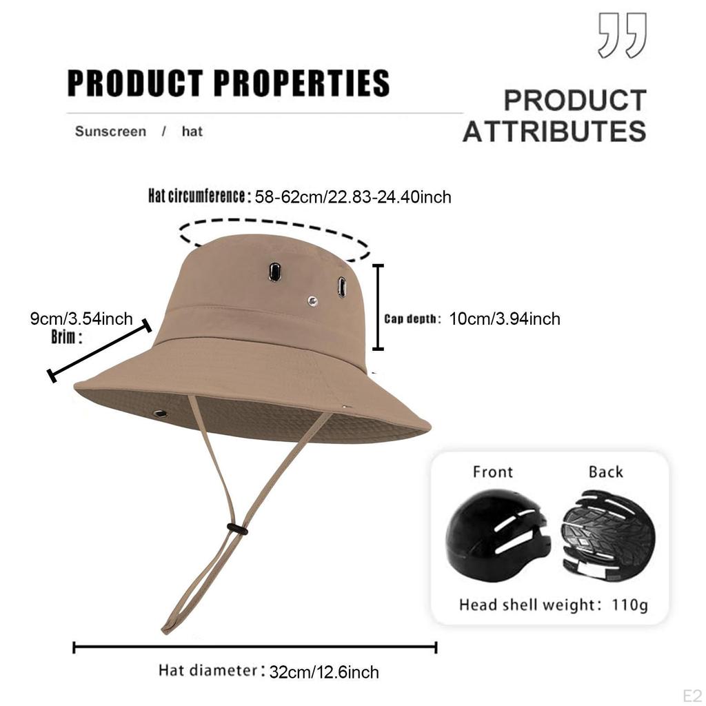 Sun Bucket Hat Fishing Breathable Protection Wide Brim with Inner Hard Shell for Golf Summer