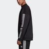 Adidas Originals Trefoil Lock Up Contrast Three-Stripe Fleece Crew Neck Sweatshirt Men Tops Black ED6121