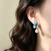 Elegant Gradient Blue Butterfly Pearl Earrings