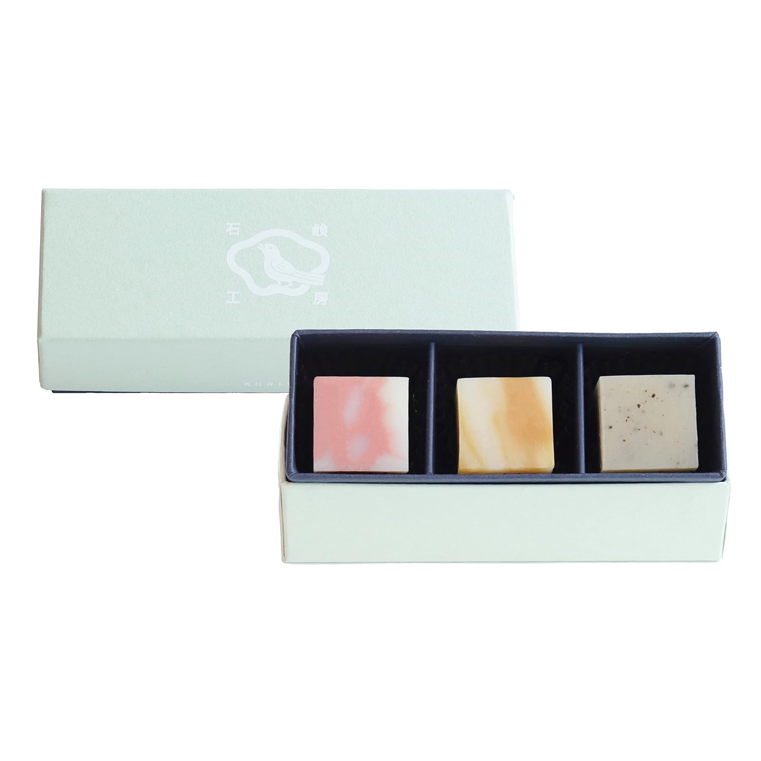KURIYA Small Aroma Soap 3-Piece Set SilkHoneySeaweed