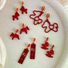 1Pair Fashion Red Wooden Horse Earrings Pendant Decoration Charm Red Festive Atmosphere New Year Jewelry Accessories Gifts
