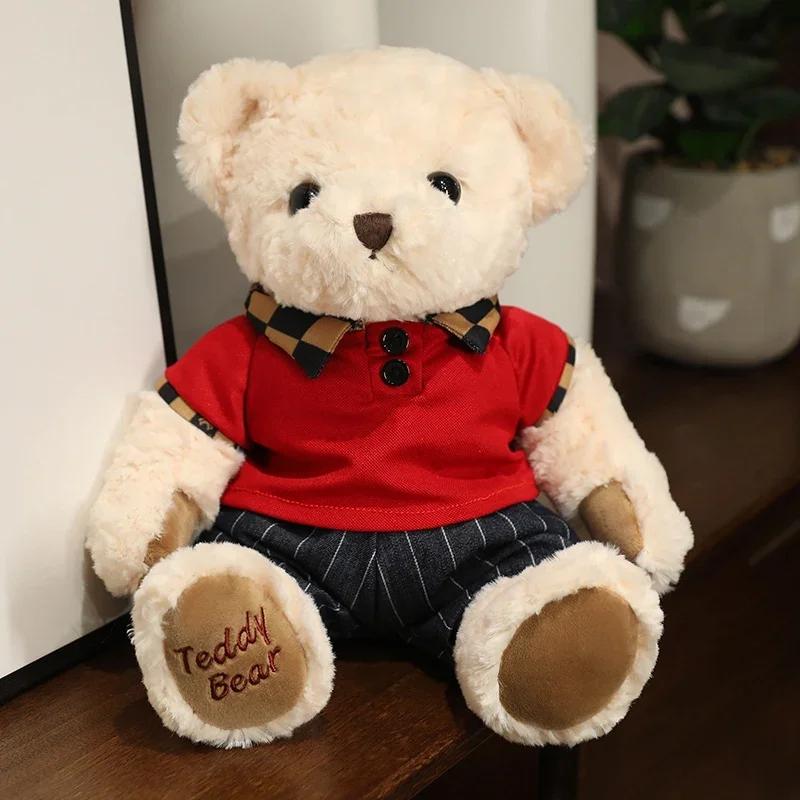 High Quality Soft Teddy Bear Plush Toys Tie Bear Doll T-shirt Paul Teddy Bear  Cute Pillow Animal Cushion Children Birthday Gift