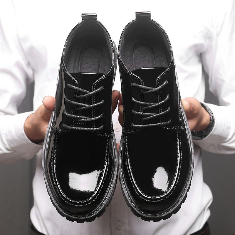 Animal Print Round Toe Business Black Moccasin Man Casual Shoe Soft Thick Sole Dress Shoes Leather Men Platform Formal Brogue Pu