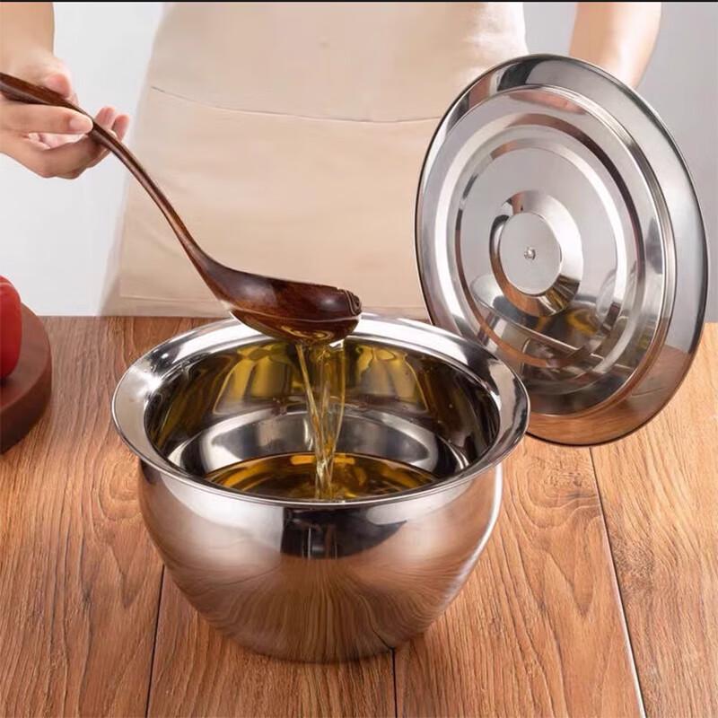 Homeglen Thick Stainless Steel Kitchen Oil Basin with Lid