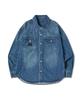 LIFEWORK Gebürstetes gewaschenes Denim-Langarmhemd