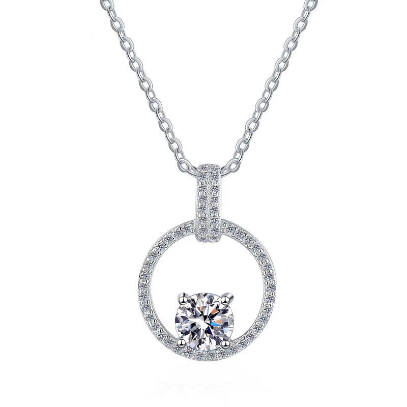 S925 Sterling Silver Moissanite Padlock & Ring Pendant Necklace - Light Luxury Clavicle Chain Choker
