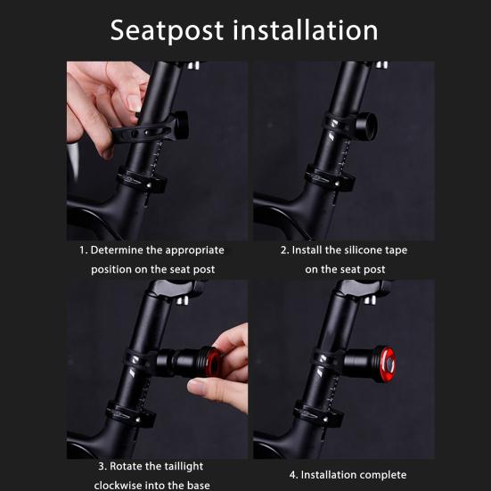 Fahrrad-Rücklicht Wasserdicht USB-wiederaufladbar Universell MTB Rennrad Mountainbike Sattel Sattelstütze Halterung Nachtfahr-Warnung Rückleuchte