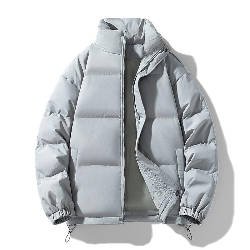 Solid color stand-up collar down cotton clothes men's and women's new winter thickened warm trend casual couple bread clothes