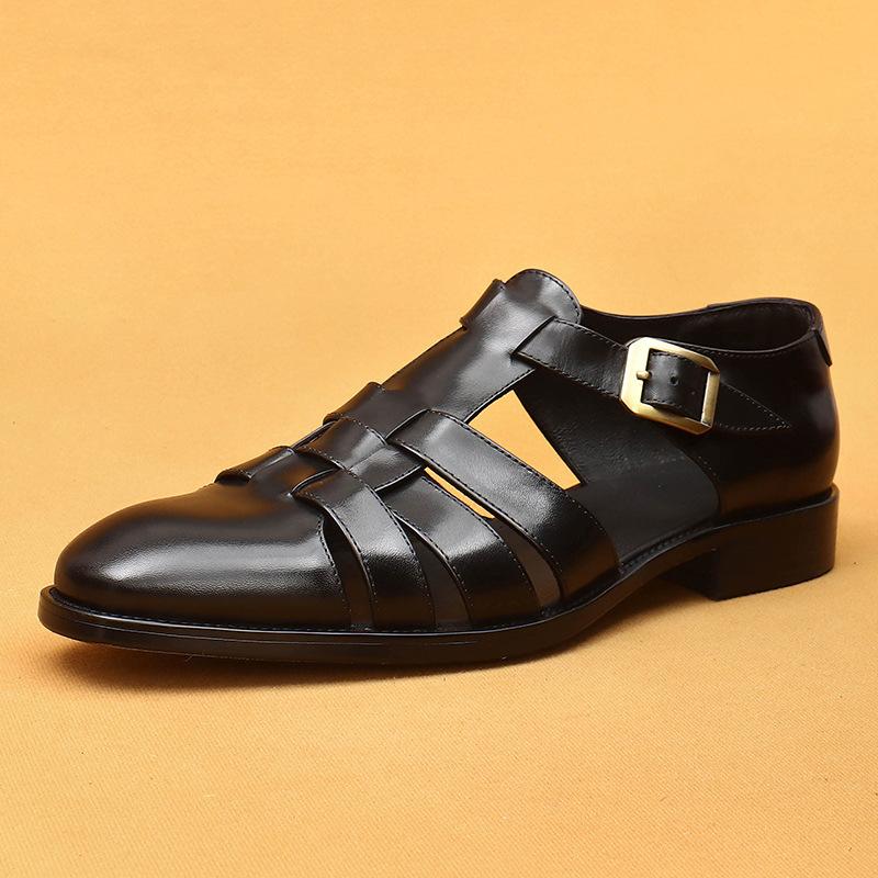 Retro Roman Sandals Men'S First-Layer Cowhide Business Casual Shoes Wear Cool Leather Shoes