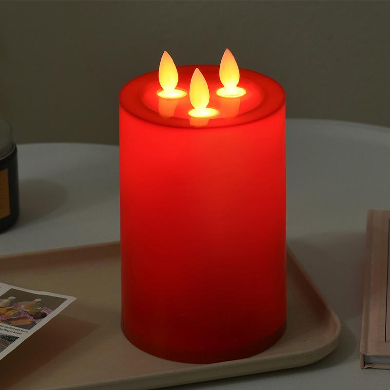 Color three-wick electronic candle lamp, simulated smokeless candle scene arrangement led electronic candle