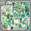 50 Cartoon-Style Green Plant Decorative Stickers for Suitcases, Skateboards, and Cars