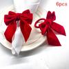 6pcs Napkin Clasp Bow Christmas Napkin Rings Chic Velvet Bowknot For Xmas Dinner Parties Wedding Holiday Home Napkin Holders