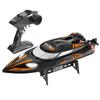 Hongxunjie HJ810B High-Speed Remote Control Speedboat with Anti-Flip, 35KM/h Speed, LED Lights, Large Size, and Long Battery Life.