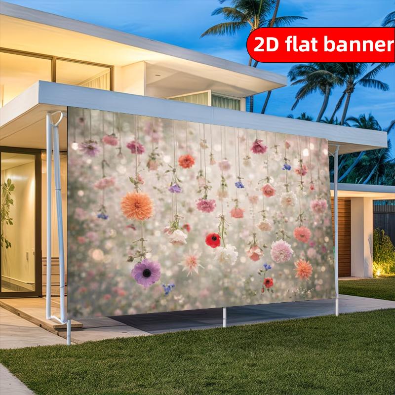2D flat banner polyester Nordic style floral pattern party banner holiday party decoration background fabric