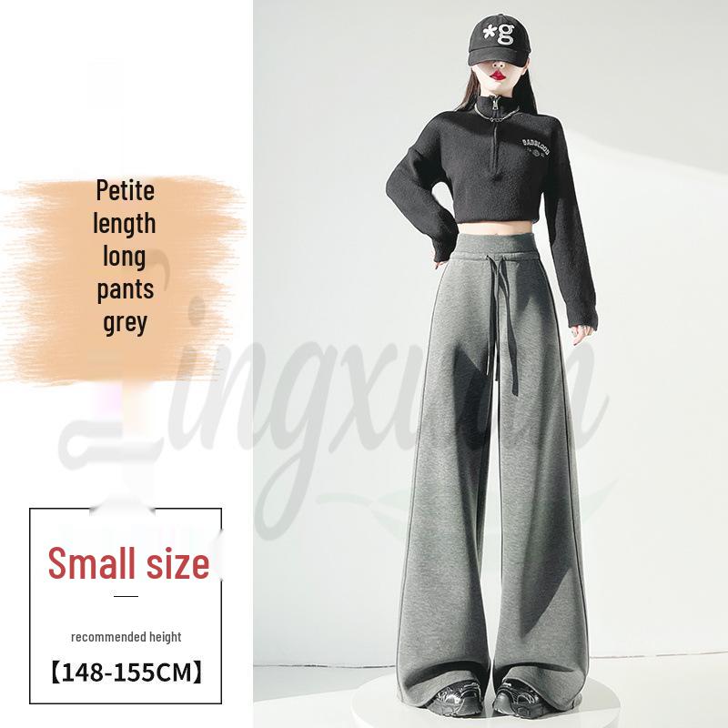 Spring 2026 Women s Off-white Wide-leg Sweatpants with Plus Velvet Small
