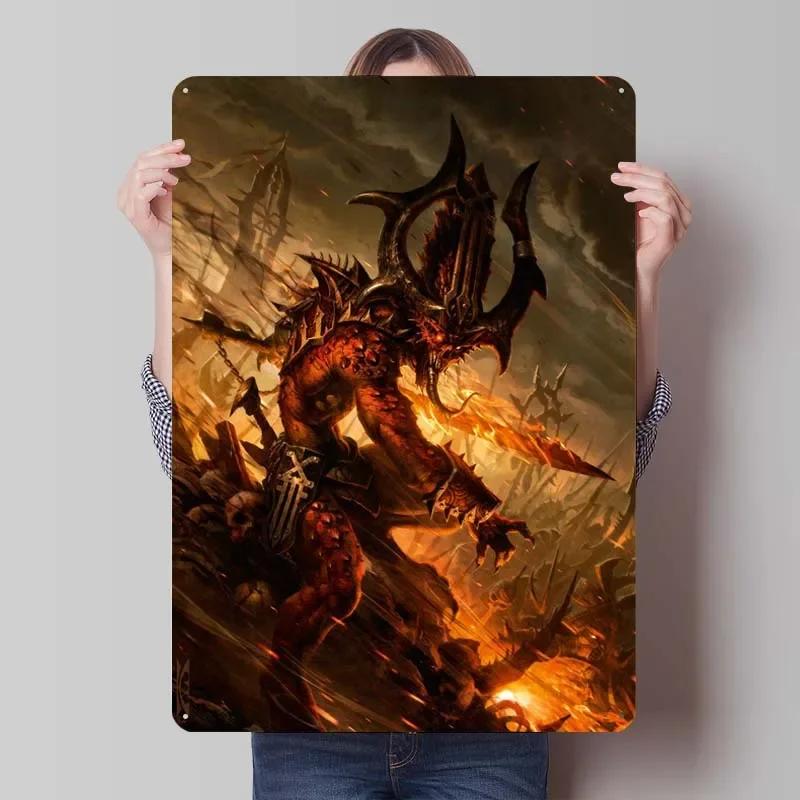 W-Warhammers Metallschild Anpassbare Spieleposter Vintage Heimdekoartikel Retro Blechschild für Gamerzimmer-Dekoration Wand