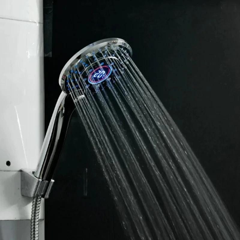 1PCS LED Shower Head Digital Temperature Control Shower Sprayer 3 Spraying Mode Water Saving Shower Filter Bathroom Accessories