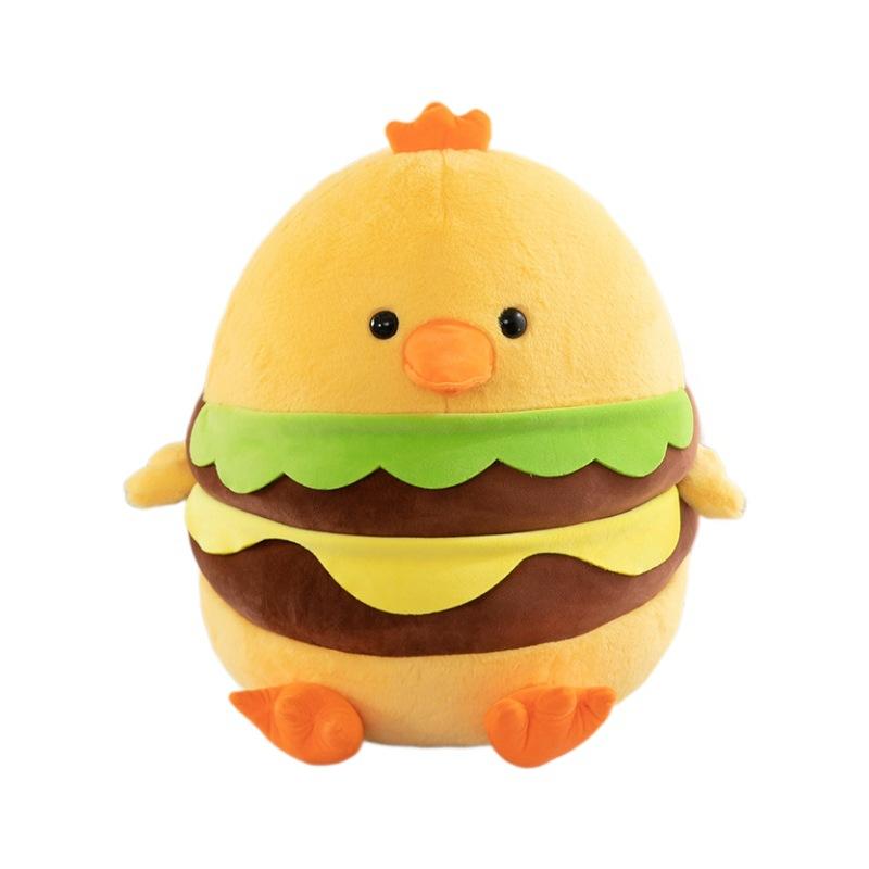 New Creative Burger Chicken Plush Toy Doll Cute Little Yellow Chicken Pillow Birthday Gift Grab Machine Doll