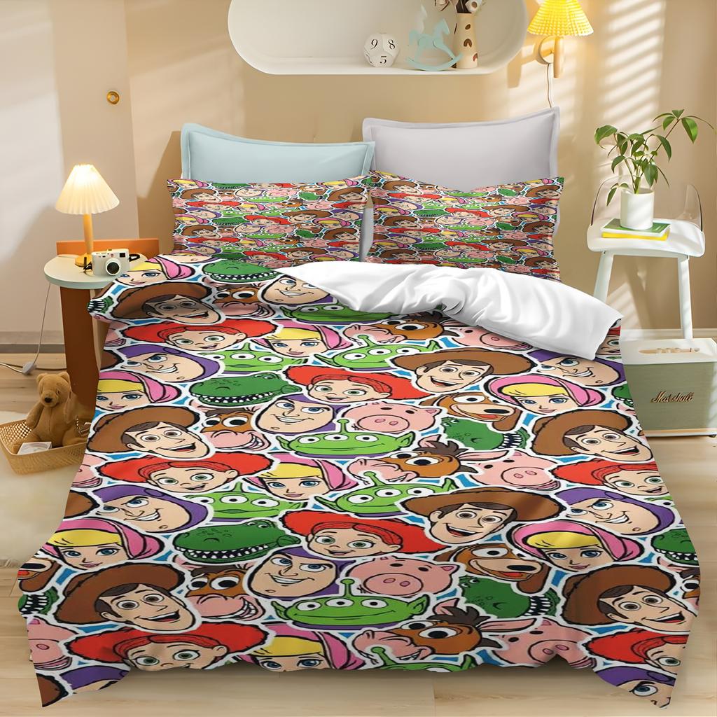 Toy Story Kreslený Povlak na Peřinu Sada Povlečení pro Kluky Buzz Rakeťák Roztomilý Potisk Šetrný k Pokožce Prodyšný Domácí Textil Anime