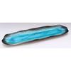 Mino ware "Yamasaku Kiln" turquoise blue plates, long rectangular plates, and sanma (saury) plates, approximately 34cm diameter x 10cm deep, set of 5,