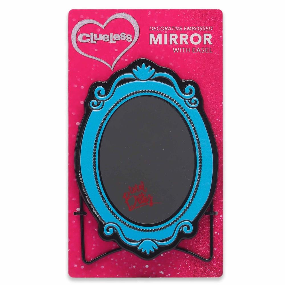 

Clueless High Gloss Tin Mirror with Easel Nostalgic 90s Embossed Metal Frame Wall Mount Tabletop Display Decorative Home Gift United States