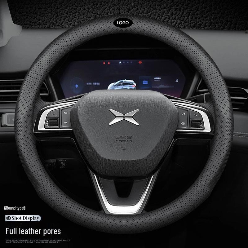 Genuine Leather Steering Wheel Cover for 2022 Xiaopeng P7/P5/G3i - Slim, Stylish, and Durable