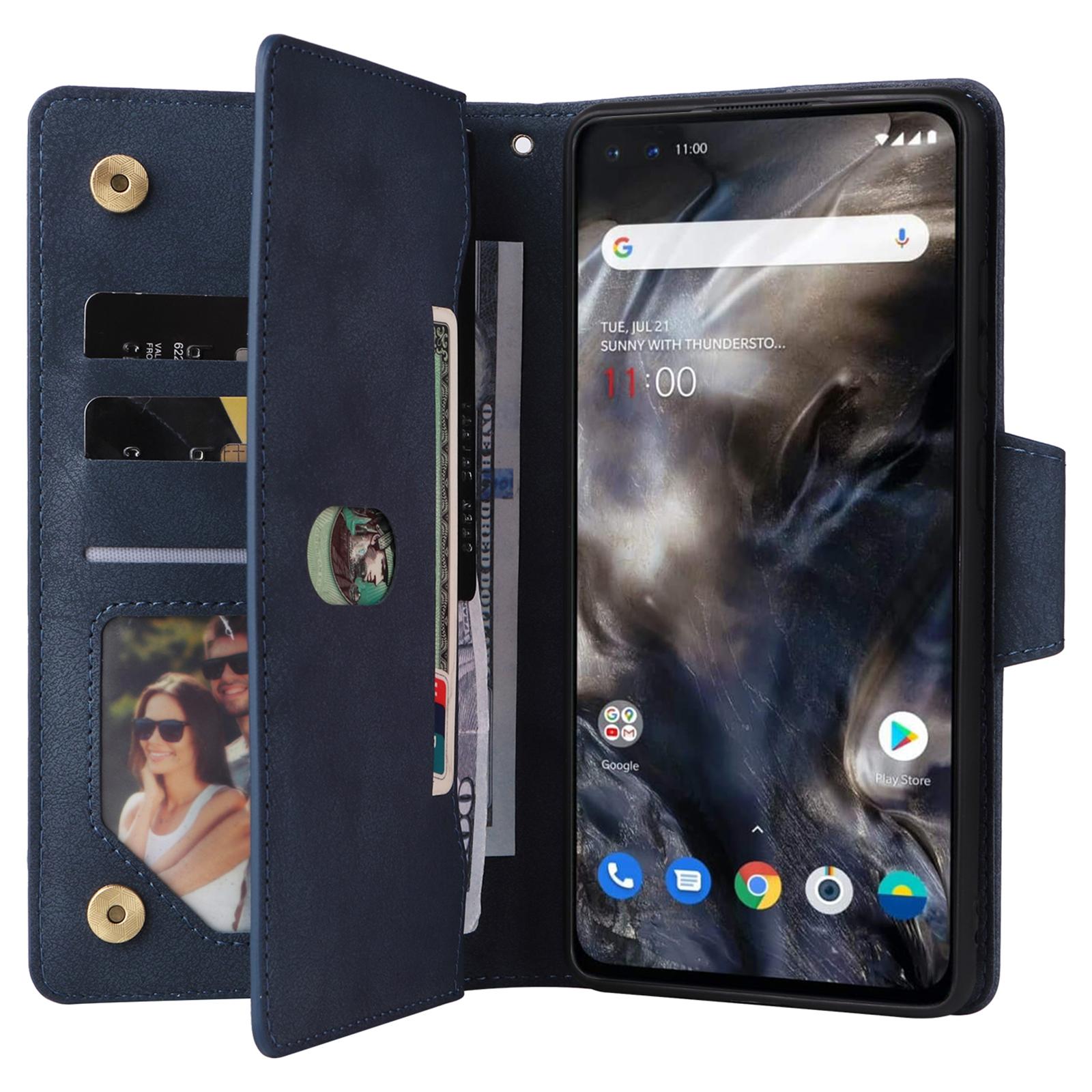 

For OnePlus Nord Case PU Leather Foldable Stand Wallet Phone Cover with Rivet Decor Grey