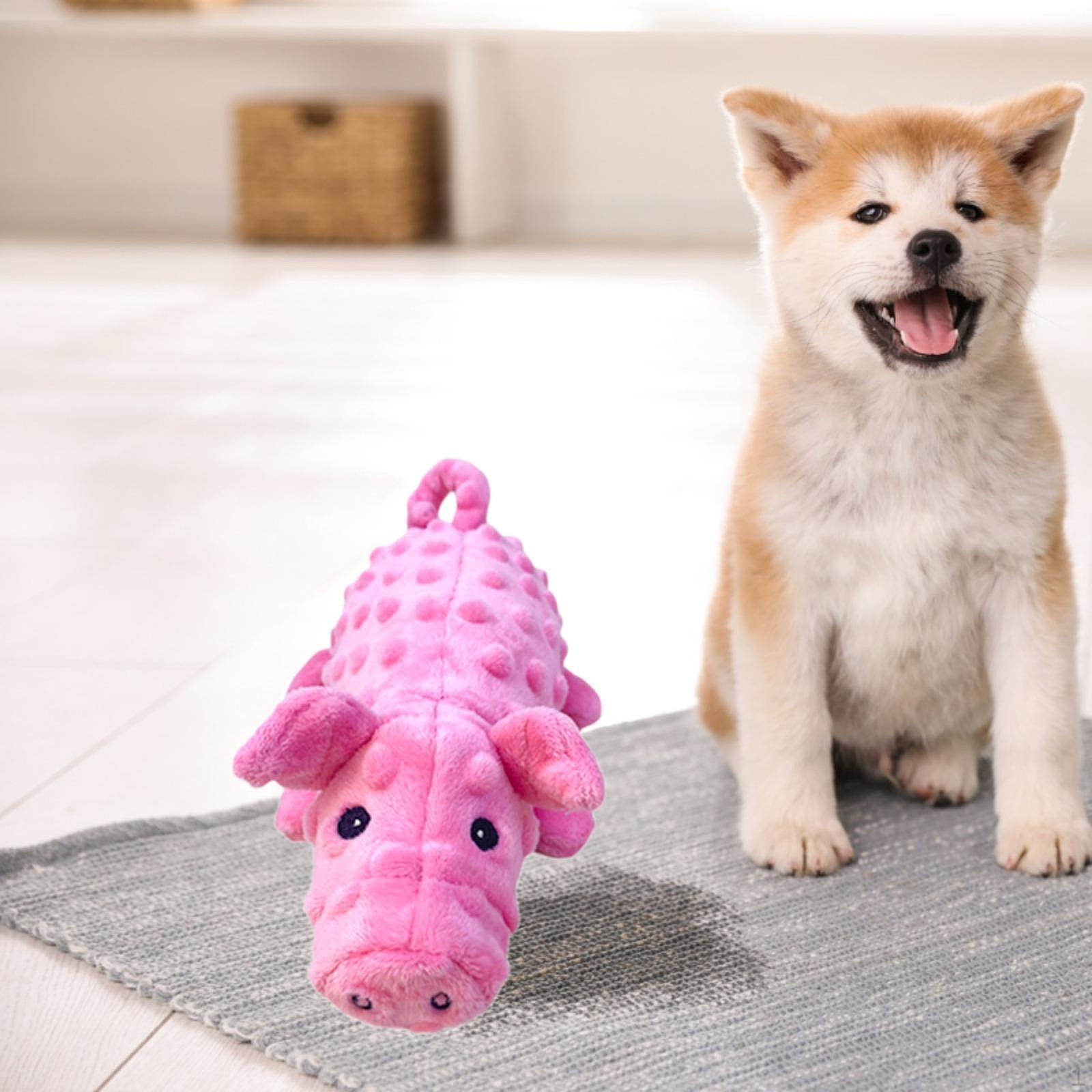 

Игрушка-пищалка для собак интерактивная жевательная собачья мягка для жевания для маленьких животных розовый