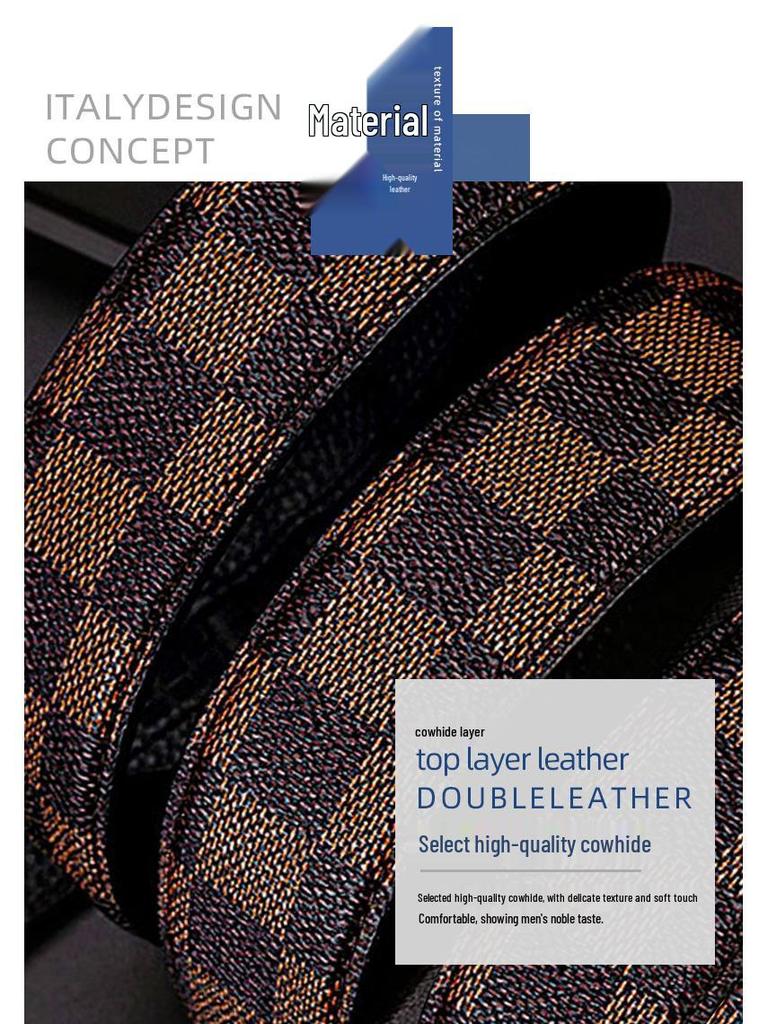 Men's Genuine Leather Belt with G Letter Automatic Buckle - Trendy Business Style for Young Men