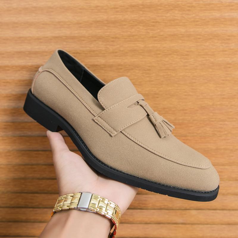 

Fashion Senior Comfort Office Loafers Shoes Men s 2025 Thick-Soled Tassel Leather Slip-On Business Formal Leather Shoes New Social Shoes 46 коричневый