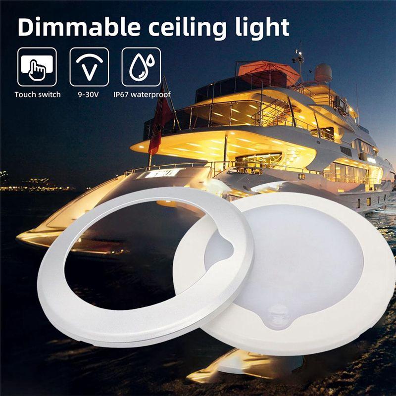 A20F-Boat Dimmable LED Ceiling Light With Touch Dimmer Switch Interior Down Lamp 9-30V Caravan Marine Interior Light