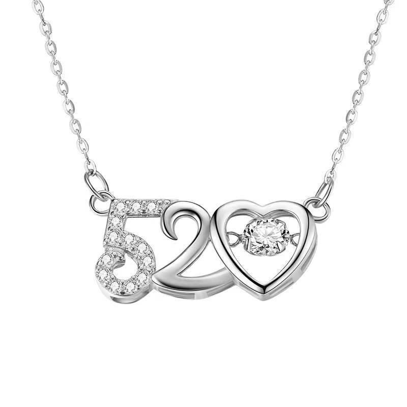 Beixi S925 Sterling Silver Pulsating Heart Rhinestone Necklace for Women