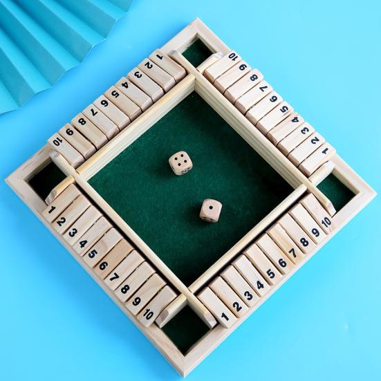 Shut The Box Board Game with Dice 4-Way Educational Math Number Strategy Game