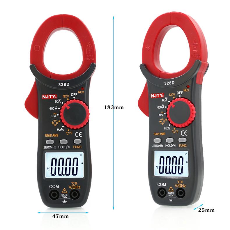 NJTY 328D AC/DC Digital Clamp Meter High Precision Multimeter Clamp Ammeter Temperature Capacitance Clamp Meter