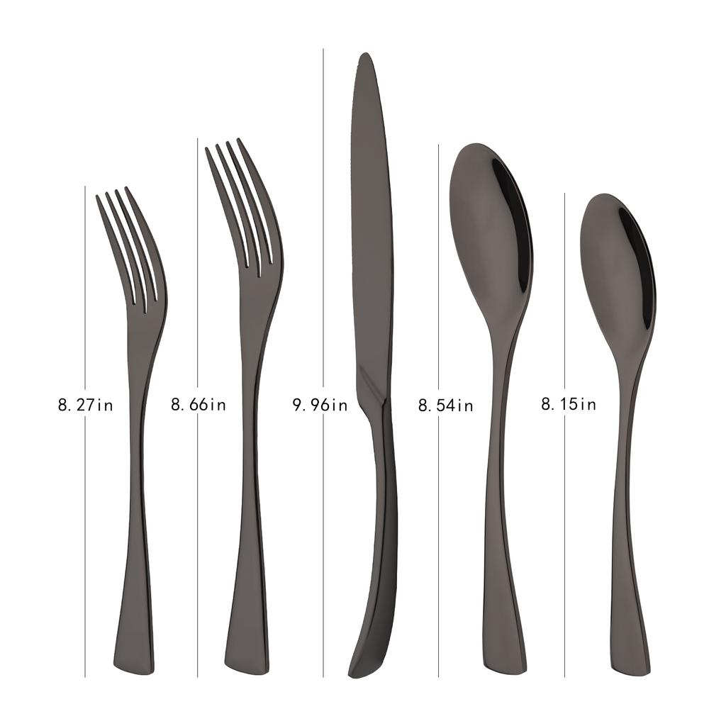 Black Mirror Polished Flatware Dinnerware Set 304 Stainless Steel Spoon Knife Fork Kitchen Tableware Cutlery Set Hotel Restaurant Famiy Set