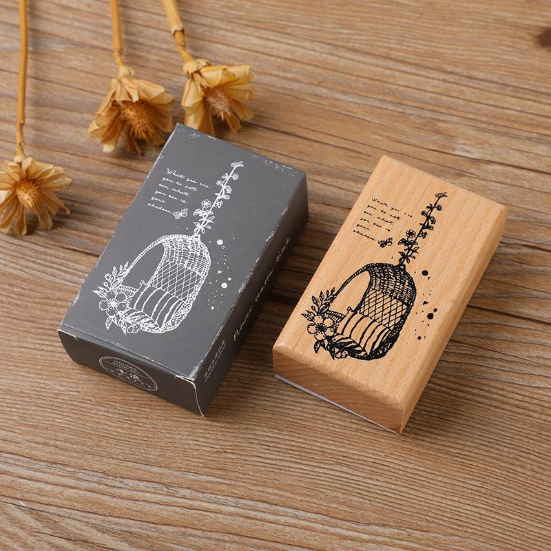Huano Time Series Wooden Forest Secret Realm Stamps Fresh Literary Handbook DIY Decoration Material Stamps Assorted Stamp