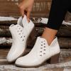 Large size hollow breathable thick heel low-top short boots autumn and winter new round head foot cover holiday daily bare boots