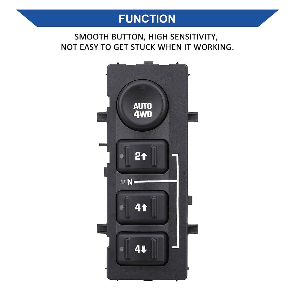 4X4 Transfer Case Switch, 4WD Wheel Drive Button, Compatible With 2003-2007 Chevrolet Silverado, Chevy Suburban, Tahoe, Avalanche, GMC Yukon, Sierra,