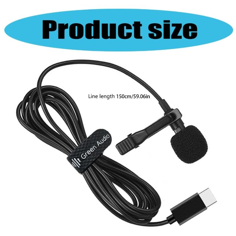 1 Set Omnidirectional Type C Lapel Microphone for Desktop and Notebook Gaming Video Recording and Meetings Lavalier Mic