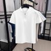 Men's Casual Stand Collar Short Sleeve Polo Shirt with Zipper Detail