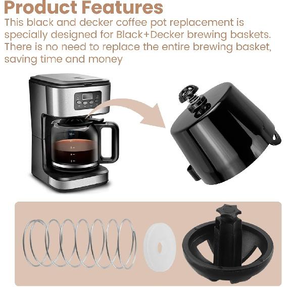 Coffee Replacement Brew Basket Spring Loaded Stopper Kits For Decker Hamilton Coffee Maker Parts and Mr. Coffee Black, Compatible with Majority 4-12